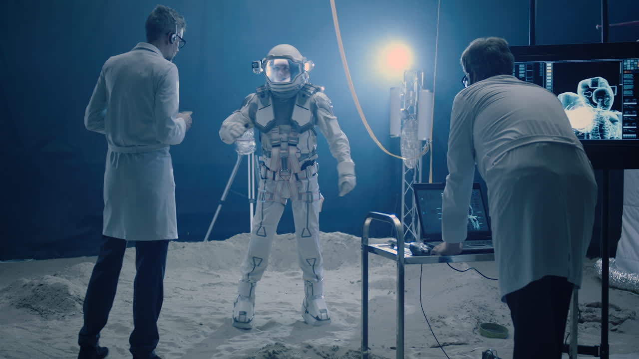 Astronaut in Space Suit Undergoing Simulation
