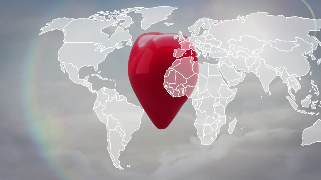 Fading rainbow starting map appearing heart rotating pixelating pixels scattering flare appearing