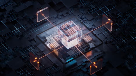 technology circuit board and core, 3d rendering.