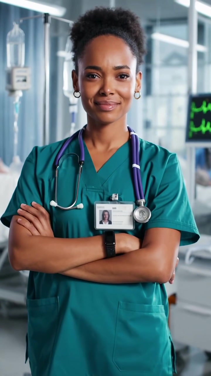 Médico Afro-Americano Confiante Sorrindo no Hospital