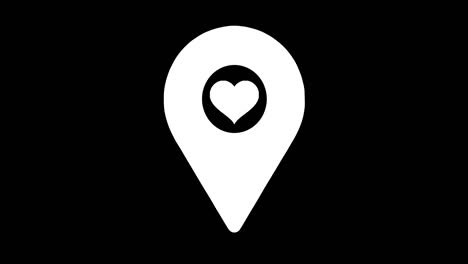 location heart sign. map pointer icon animation