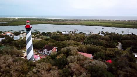 Sobrevuelo-Aéreo-Faro-De-San-Agustín,-Estación-De-Luz-De-San-Agustín-Cerca-De-San-Agustín,-Florida