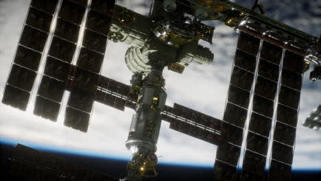 International-space-station-on-orbit-of-Earth-planet-Elements-furnished-by-NASA