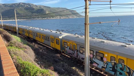 train travelling along coastal track