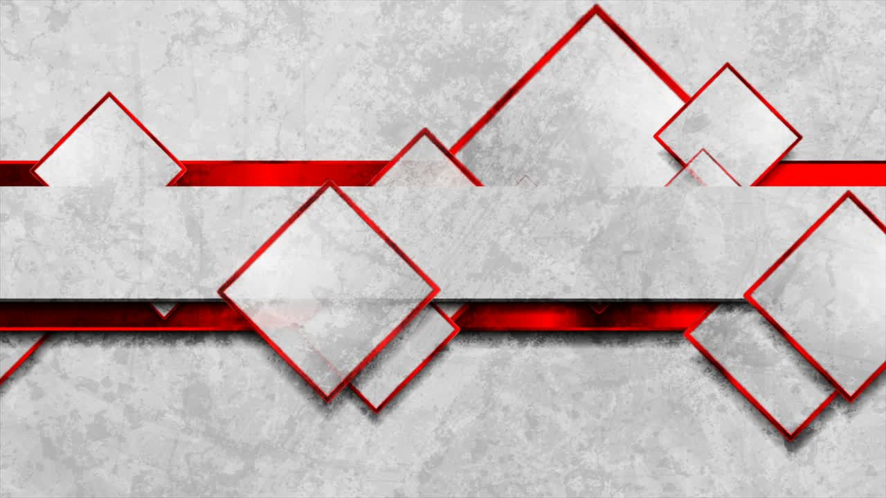 animación de video geométrica roja brillante de alta tecnología con cuadrados