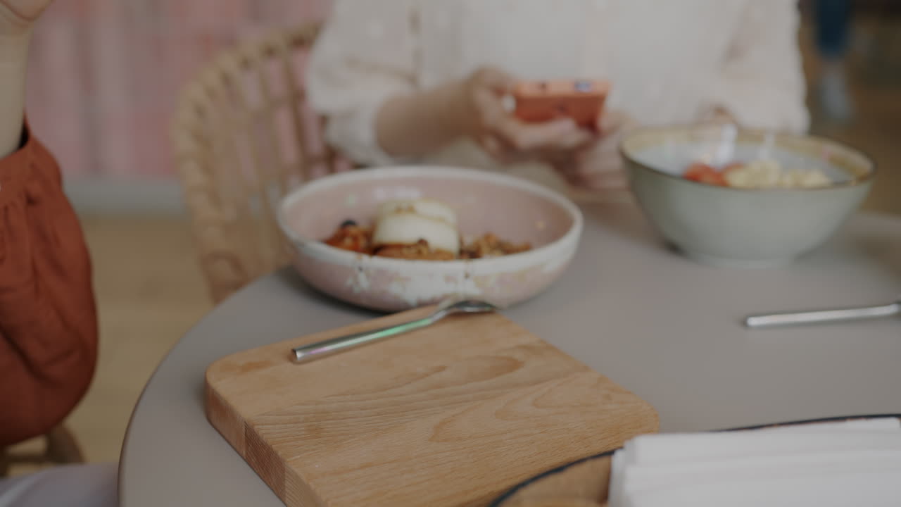 Friends enjoying breakfast in a cafe