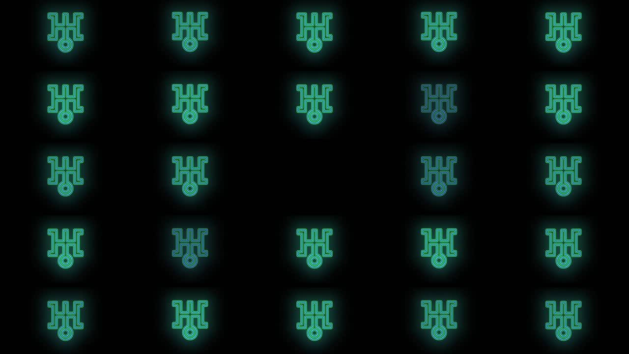 patrón de icono de japón verde neón pulsante