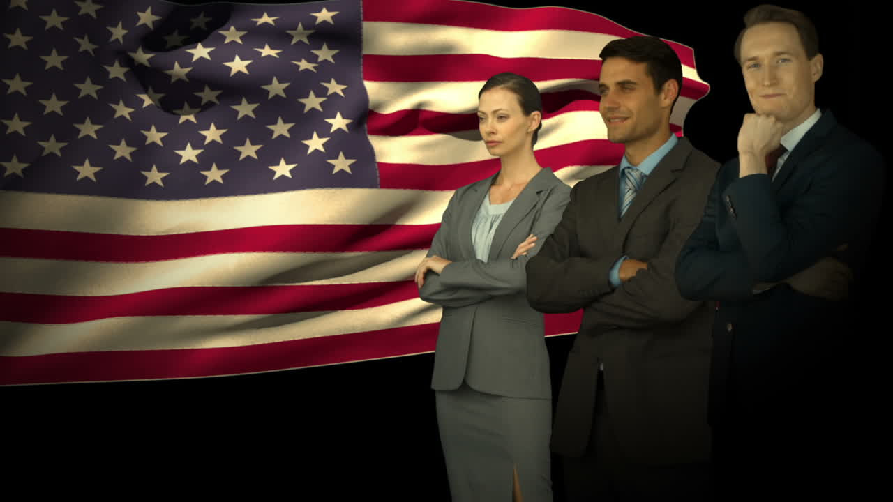 사업가들이 서 있는 장면