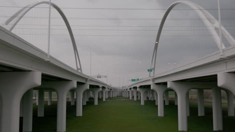 freeway bridges in dallas, texas. cloudy day