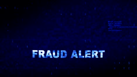 fraud alert  text digital noise twitch glitch distortion effect error animation.