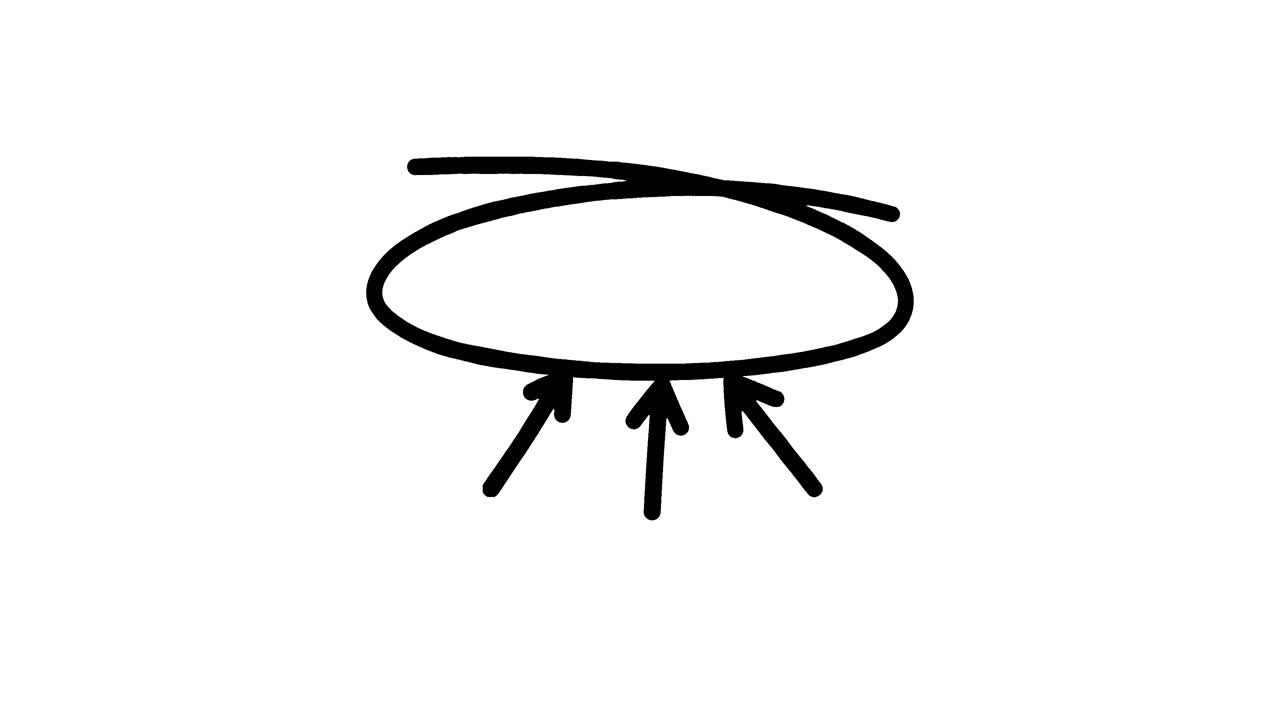 Ovale animato disegnato a mano e frecce che puntano in alto