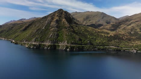 driving throught south island landscape, new zealand. aerial