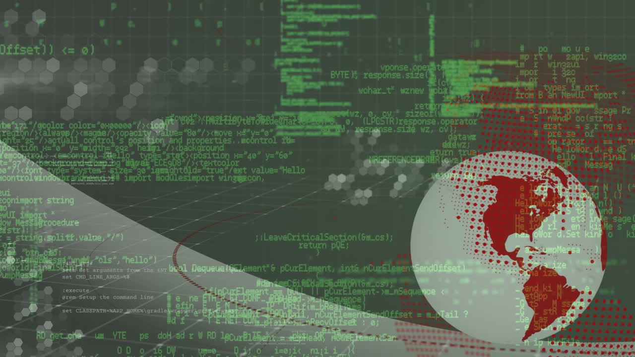 animación del procesamiento de datos en el mundo y la cuadrícula