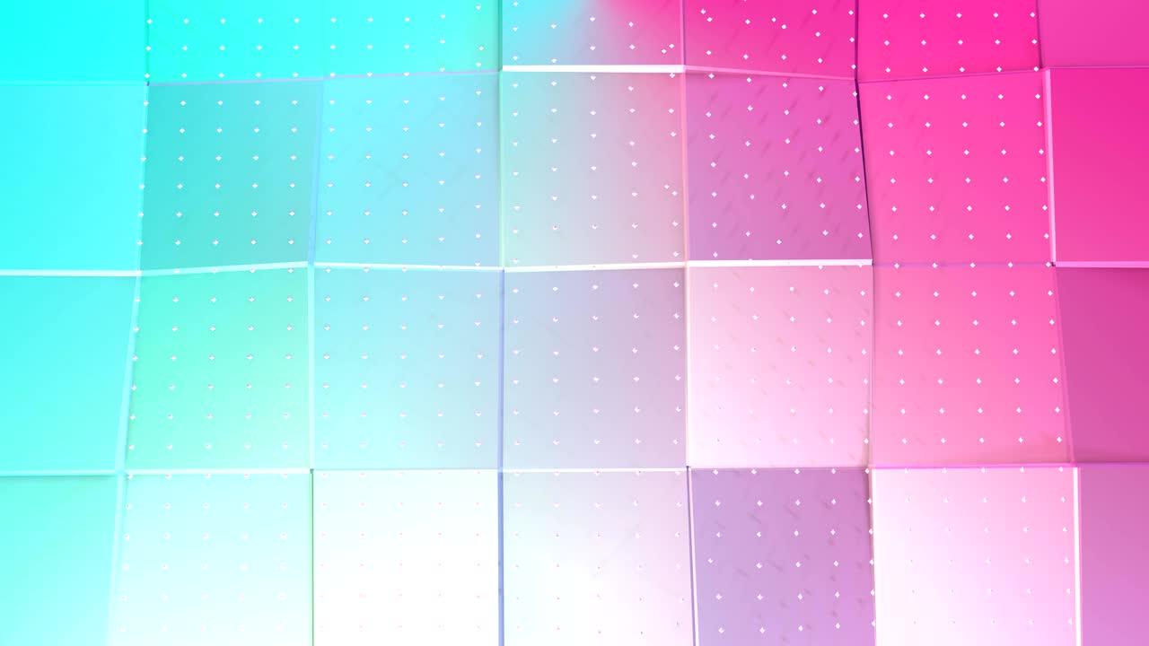 추상적인 단순한 파란색, 분홍색, 낮은 폴리 3d 표면과 공상과학 풍경으로 날아가는 색 결정, 순수한 푸른 분홍색 다각형의 부드러운 기하학 저 폴리 배경, 4k fullhd 원활한 루프 배경.