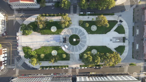 aerial drone top view of may square, buenos aires argentina