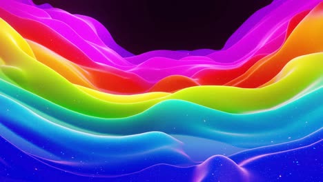 hermosa superficie abstracta 3d con extrusión o desplazamiento de ondas se transforman en bucle. gradiente arco iris. material mate suave como dulzura o mermelada con ligero brillo interno, brilla en la superficie de morphing.