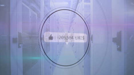 animación del procesamiento de datos de las redes sociales a través de servidores informáticos