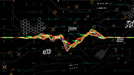 animación del procesamiento de datos sobre un fondo negro