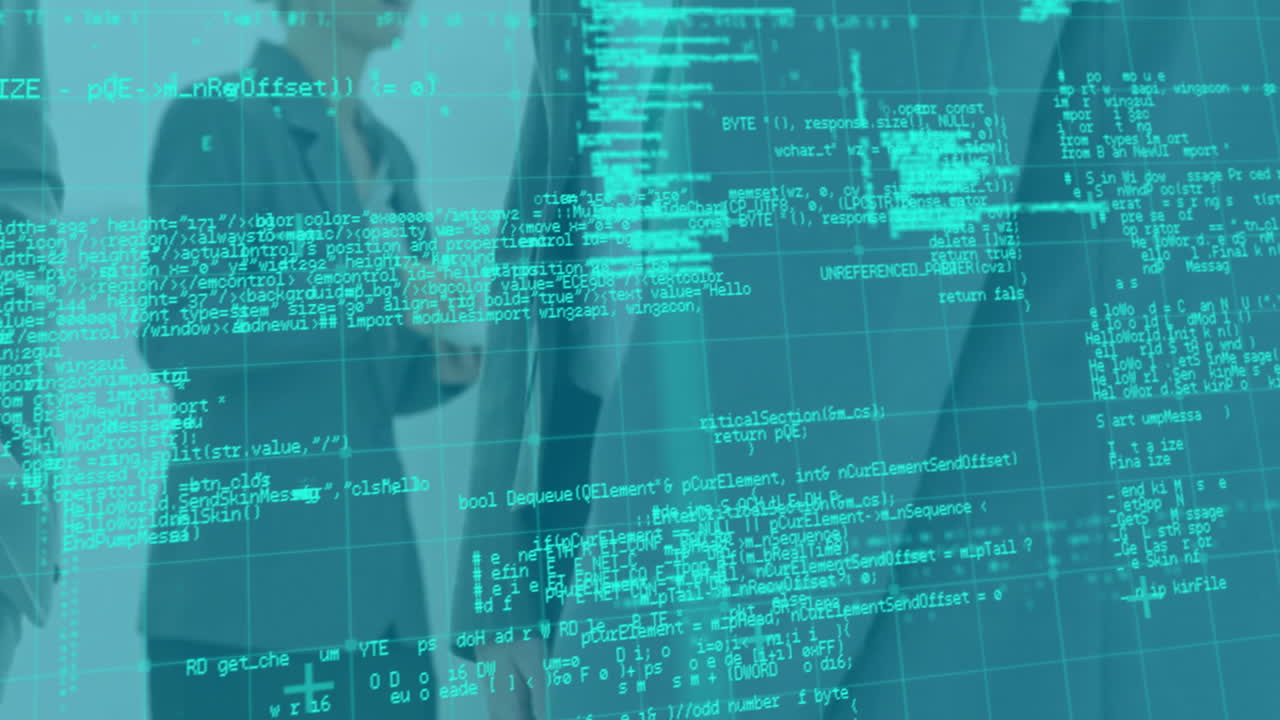 animación del procesamiento de datos sobre diversas personas en la oficina