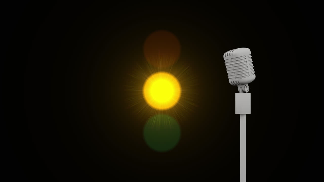 animación de un micrófono antiguo sobre un fondo negro