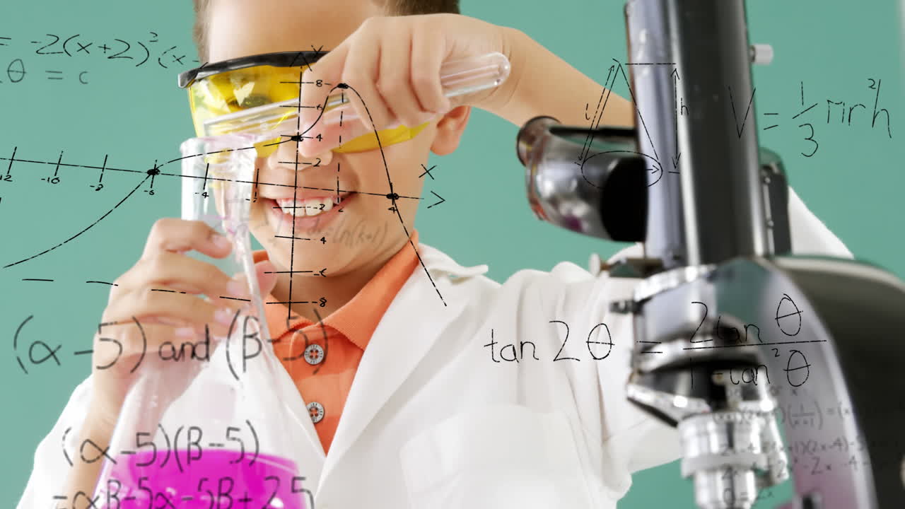 화학 물질을 혼합하는 소년 4k