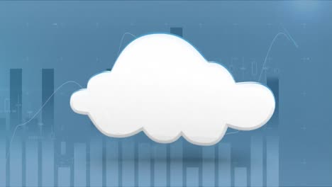 nube blanca giratoria delante de gráficos y gráficos en movimiento