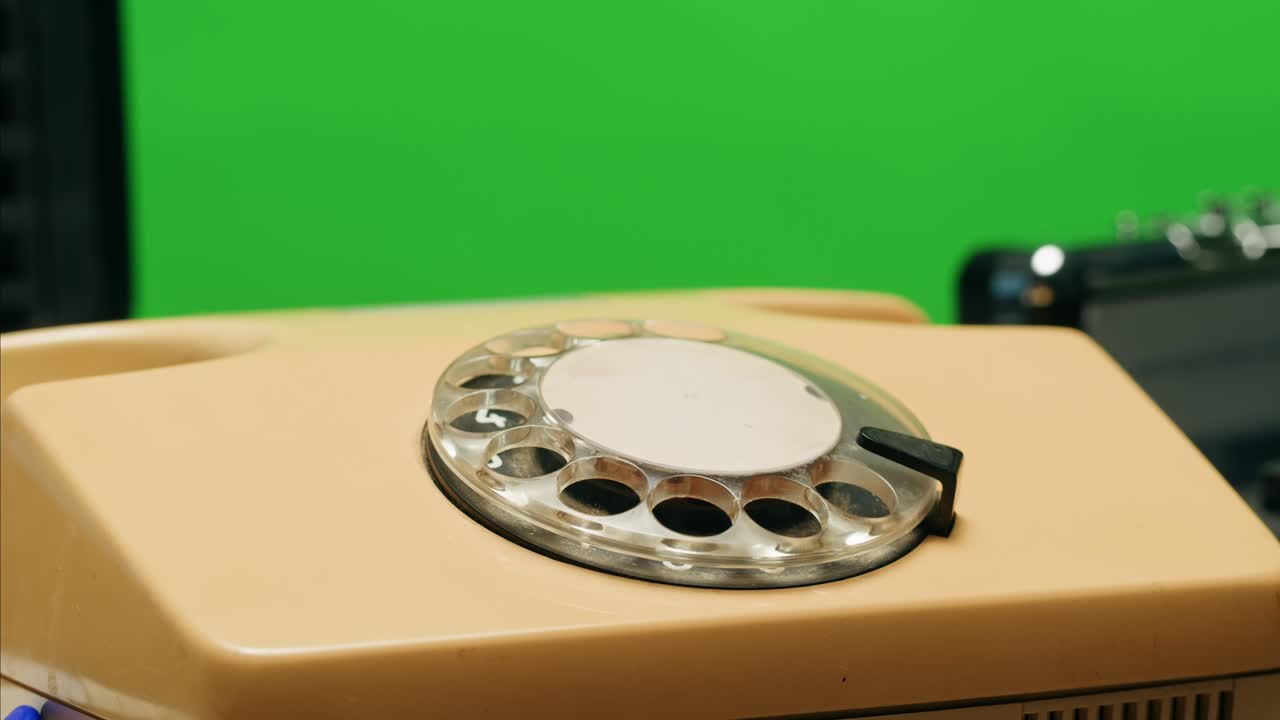 Retro vintage phone, A yellow rotary telephone is displayed on a wooden desk, adding a nostalgic touch