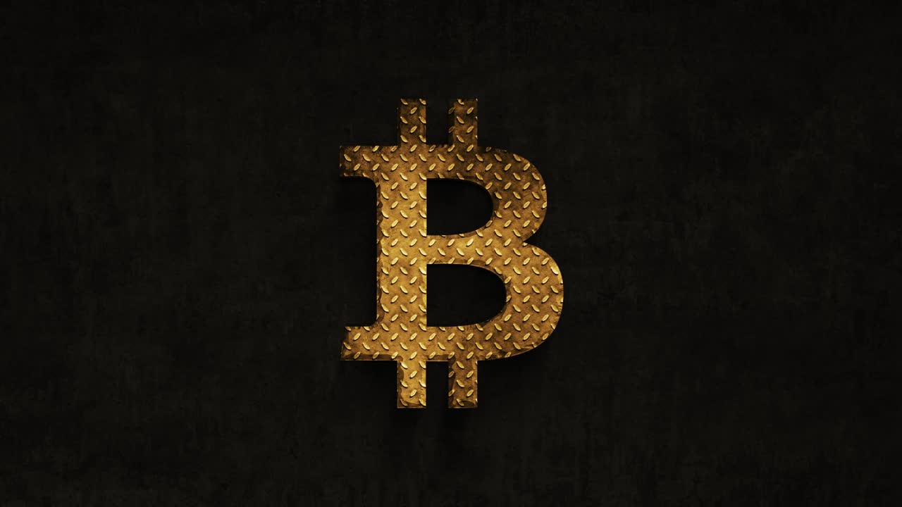 signo de bitcoin oxidado con el tiempo en un fondo grunge