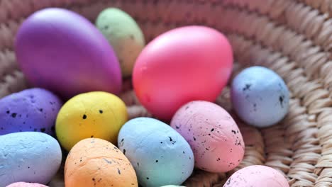 colorful easter eggs in a basket