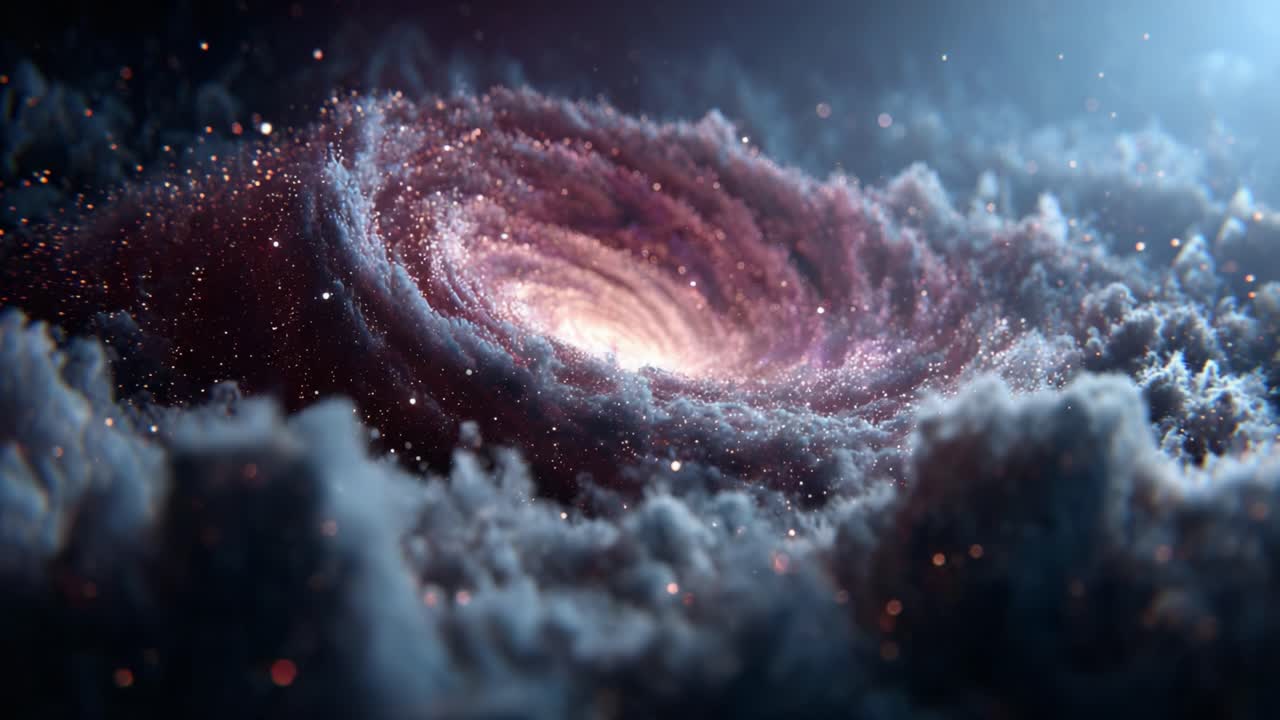 A Stunning Cosmic Journey Through Space: Witness the Captivating Beauty of a Majestic Spiral Galaxy Surrounded by Ethereal Clouds of Stardust and Glittering Stars
