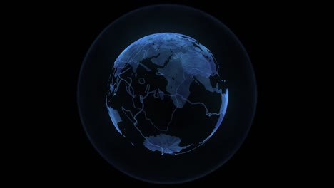 el planeta tierra digital azul sobre un fondo negro.