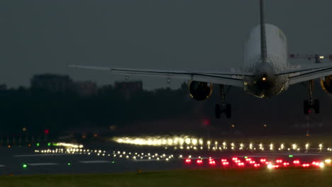 airplane landing at night