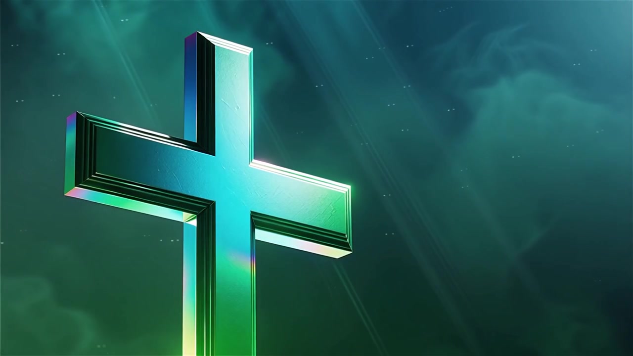 Croce Cristiana Luce Celestiale Sfondo per il Culto.