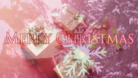 Animation-of-christmas-greetings-text-over-christmas-decorations