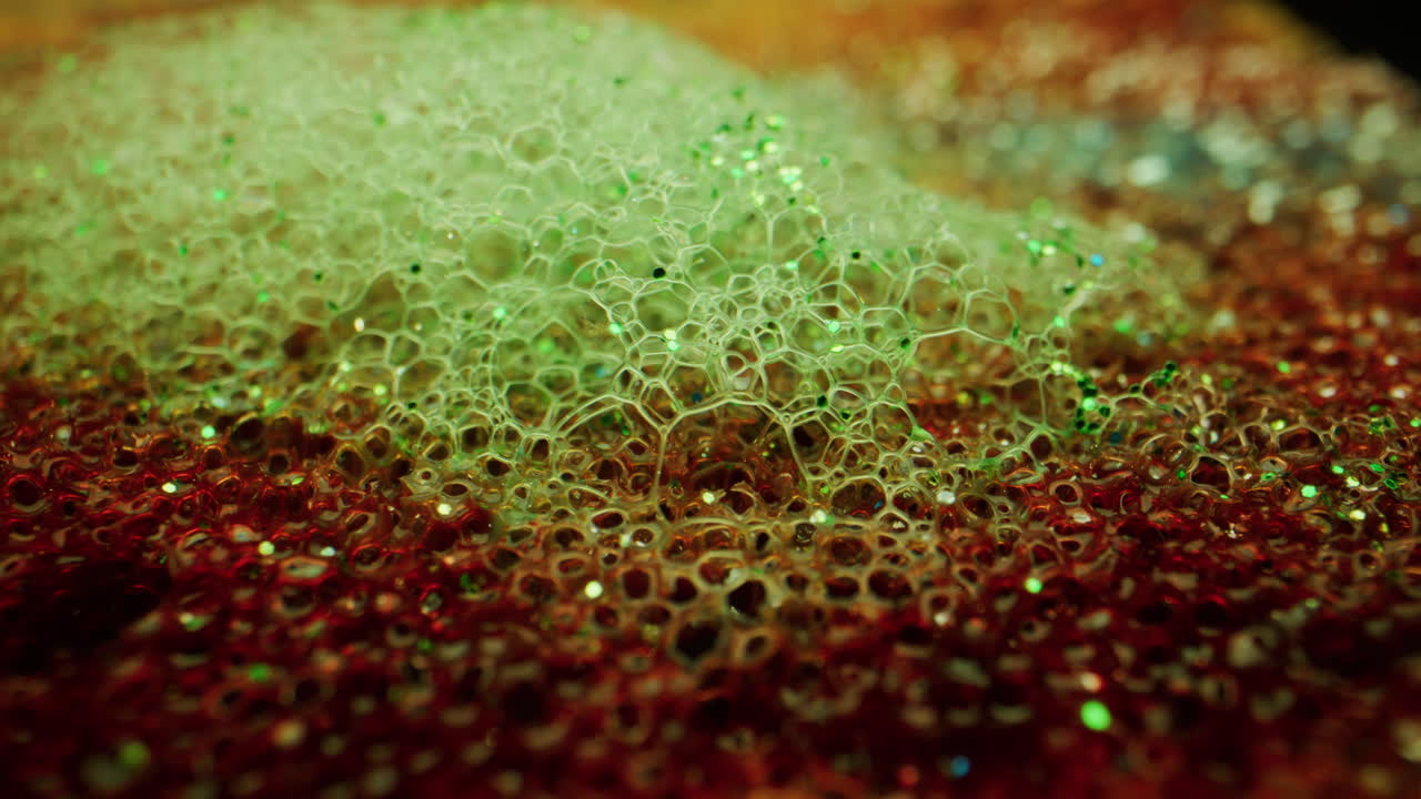 Colorful Glitter Soap Bubbles Macro