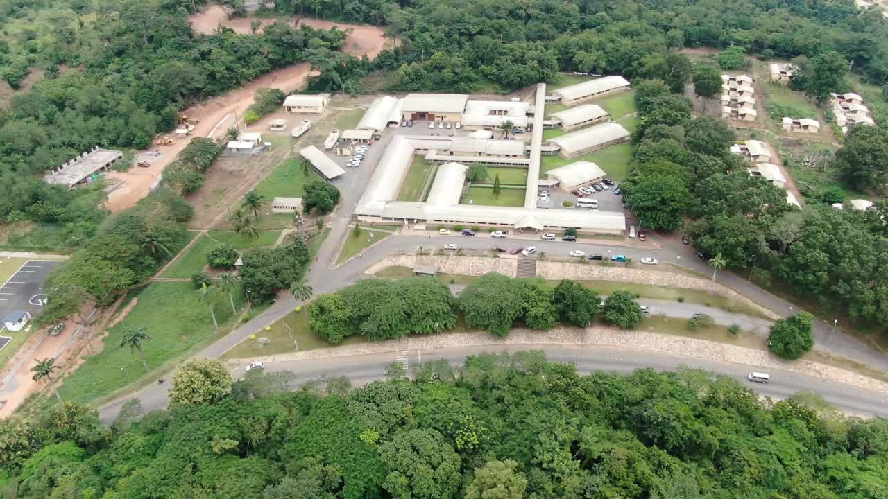 akosombo hospital drone reveal orbit shots