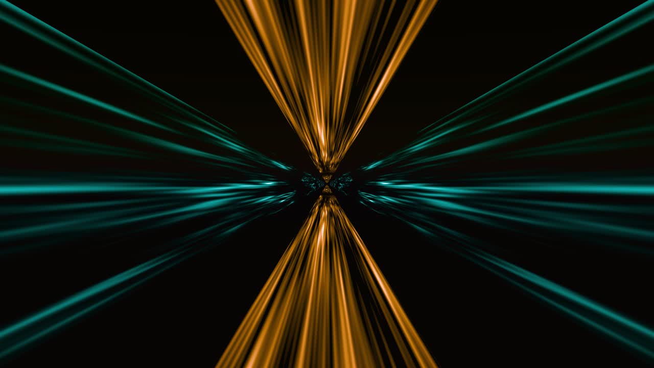 Neon lights expanding from center on black background. 3d animation loop