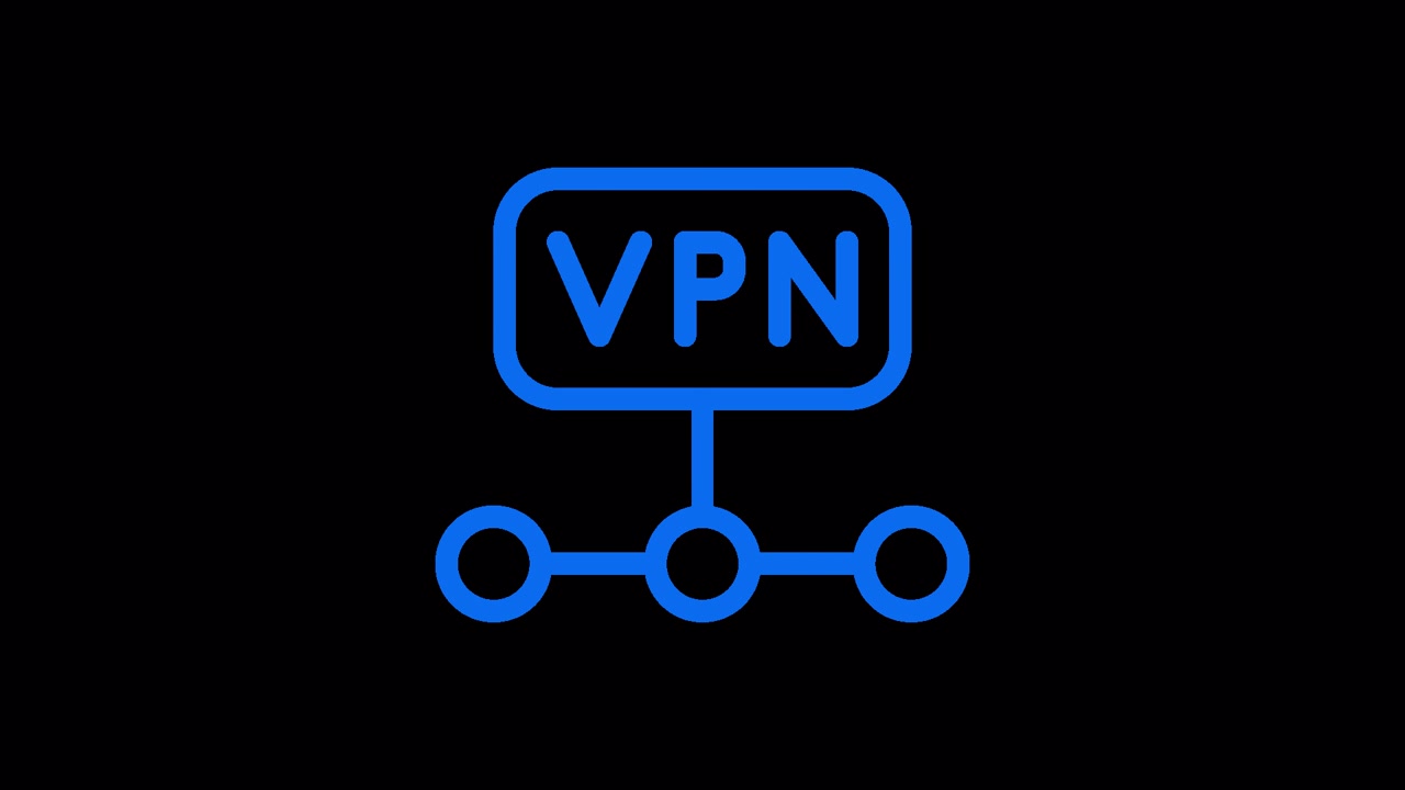 Animiertes blaues VPN-Icon für sichere Netzwerkverbindung