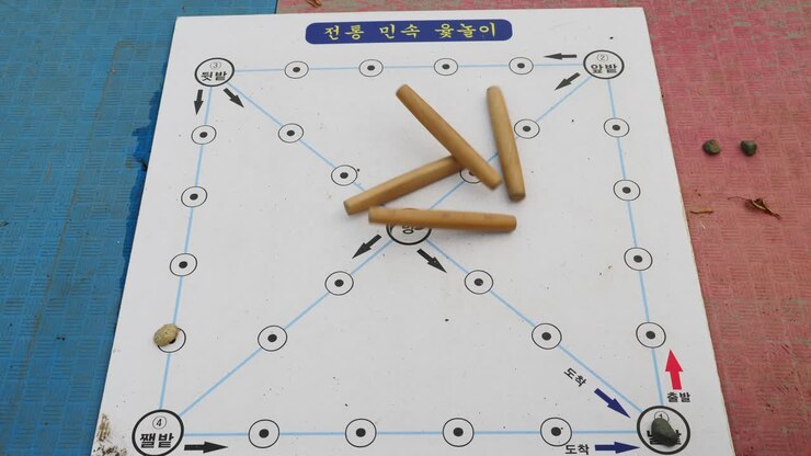 Korean Traditional board Game called Yut Nori also known as Yunnori for new year - asian family game