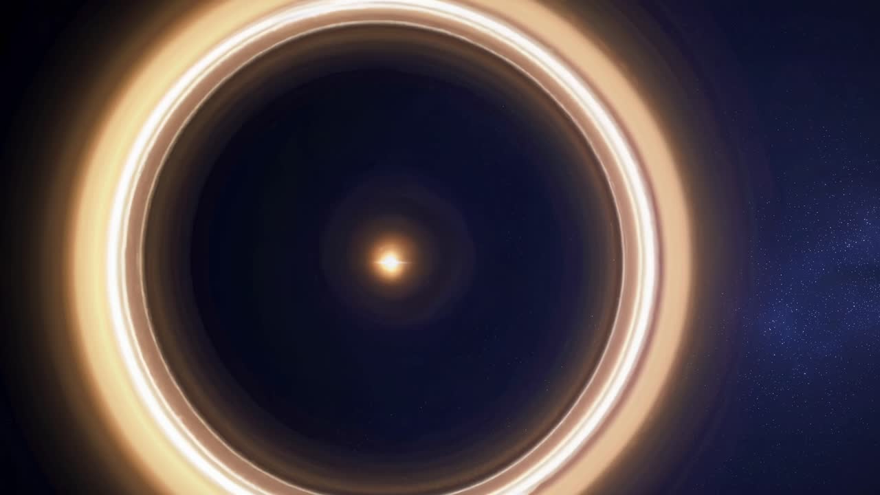 A cosmic video scene of a glowing celestial ring from a top-down angle, highlighting a central star