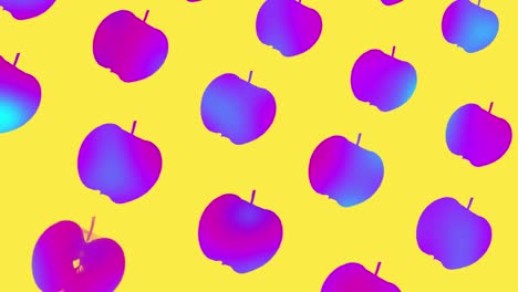 apples pattern in vibrant gradient holographic neon colors. concept art. minimal surrealism background. seamless pattern with apple. realistic animation. 4k video motion