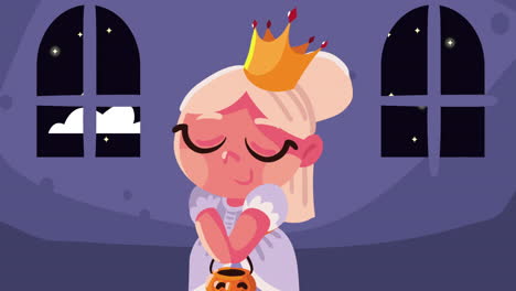 happy halloween animation with little queen