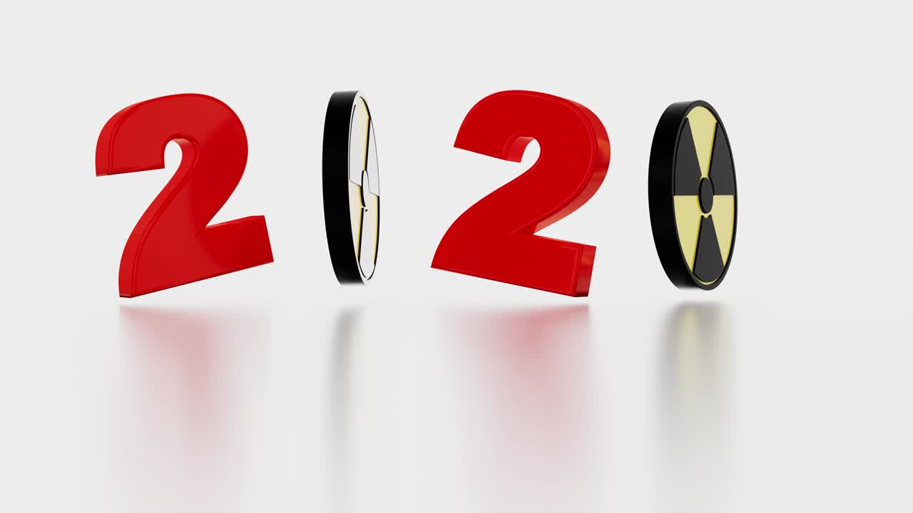 símbolo radiactivo 2020 título en rotación infinita