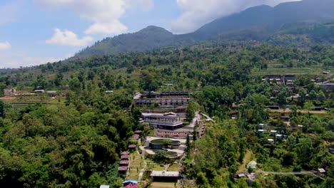 hotel umbul sidomukti in bandungan, indonesia. aerial backward