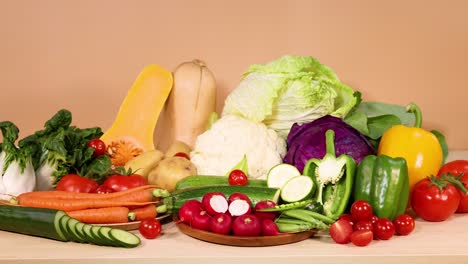 assorted vegetables arranged on a white background