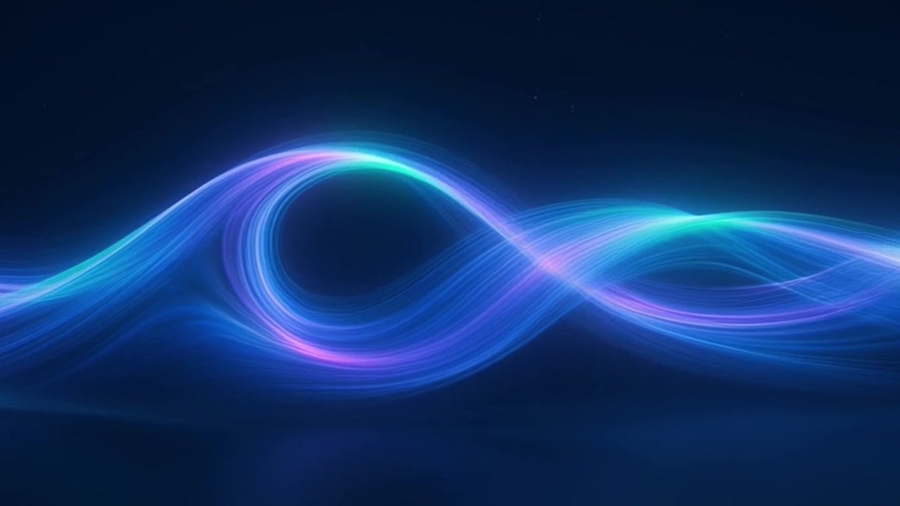 Abstract Glowing Neon Light Waves Flowing in Dark Space