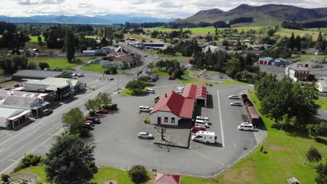 aerial view of lumsden, small village and old major railway junction, new zealand