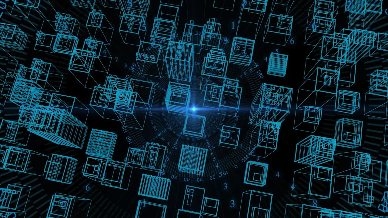 Animation of metaverse city and star on black background