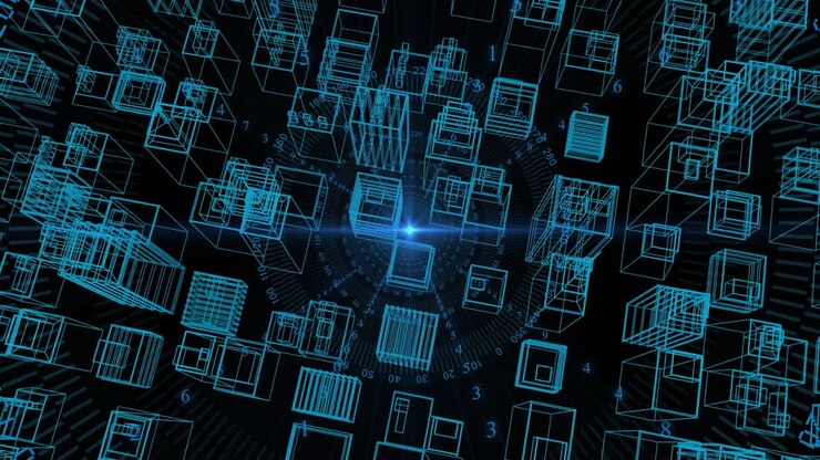 Animation of metaverse city and star on black background
