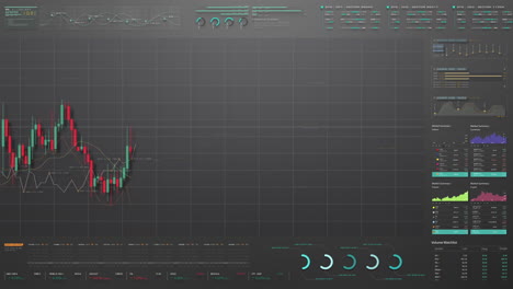 business stock market, trading, info graphic with animated graphs, charts and data numbers insight analysis to be shown on monitor display screen for business meeting mock up theme